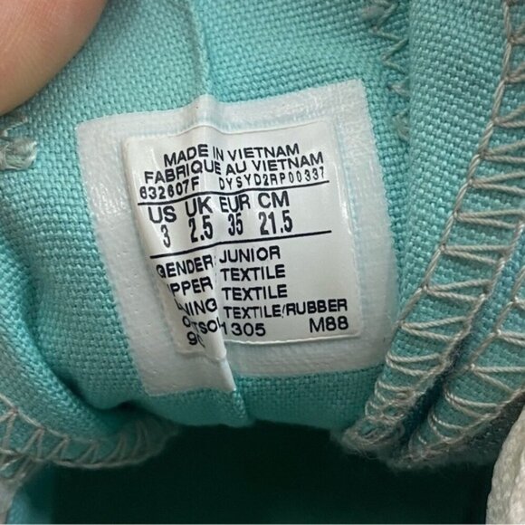 Converse Double Tongue Silver Sparkle and Turquoise Low Top Sneakers Youth Size3 - Picture 11 of 12